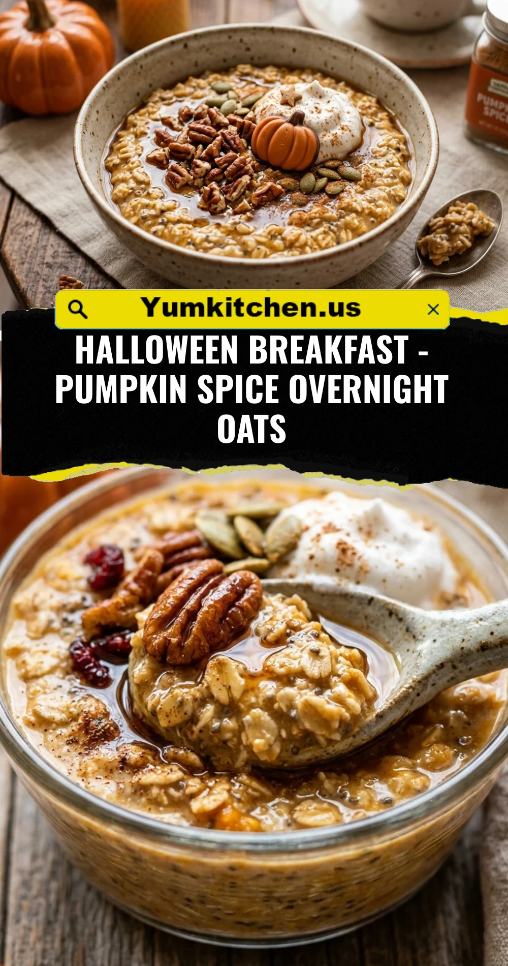 Halloween Breakfast - Pumpkin Spice Overnight Oats