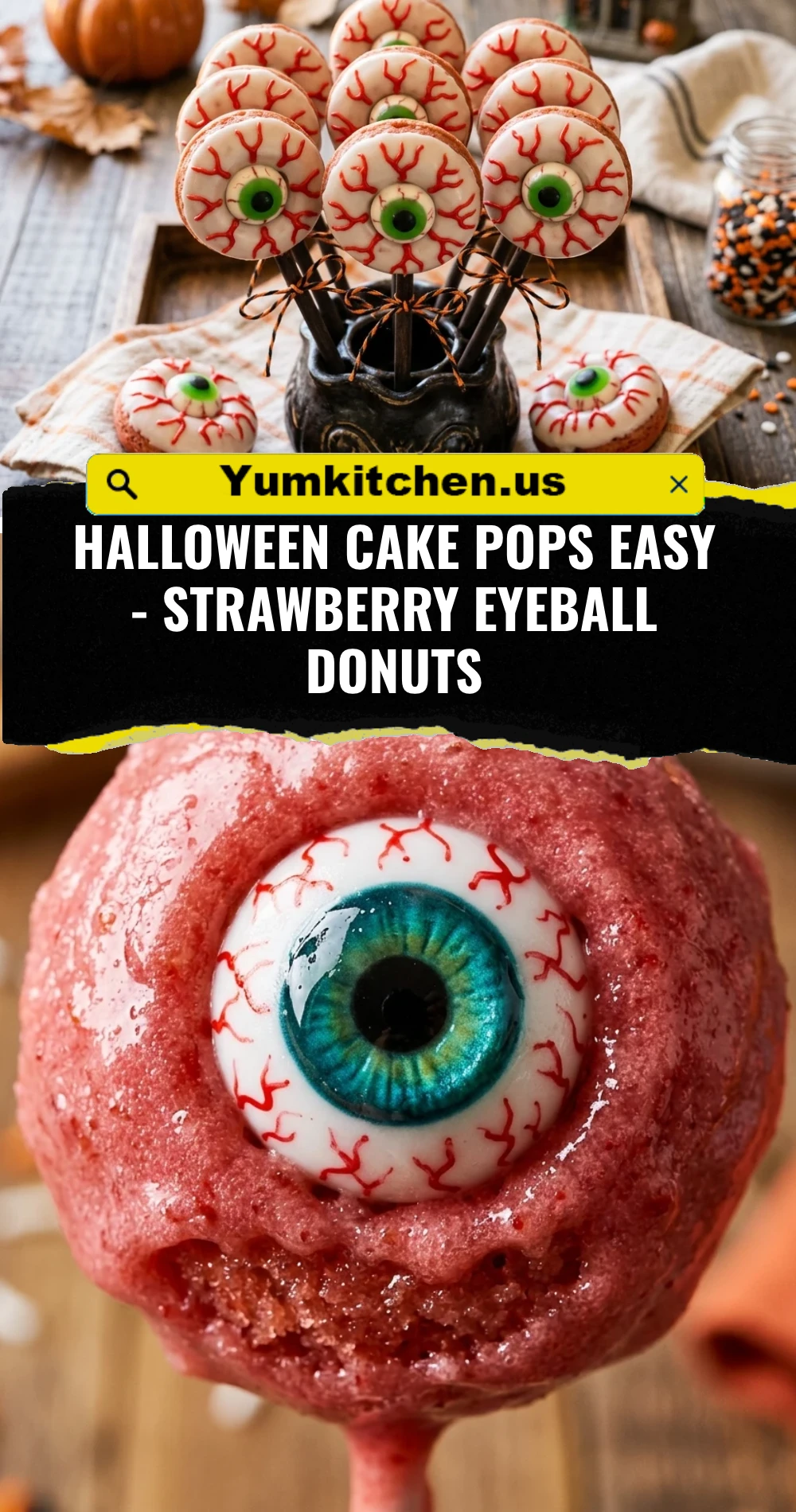 Halloween Cake Pops Easy - Strawberry Eyeball Donuts