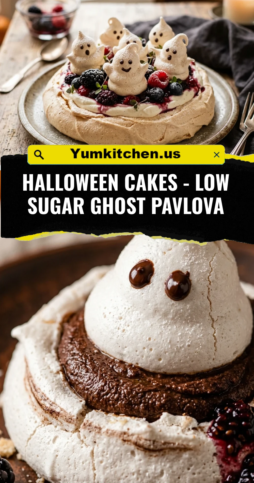 Halloween Cakes - Low Sugar Ghost Pavlova
