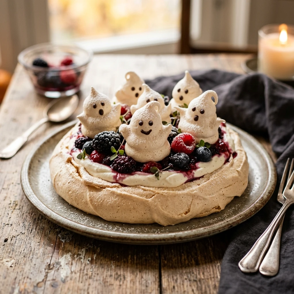 Halloween Cakes - Low Sugar Ghost Pavlova