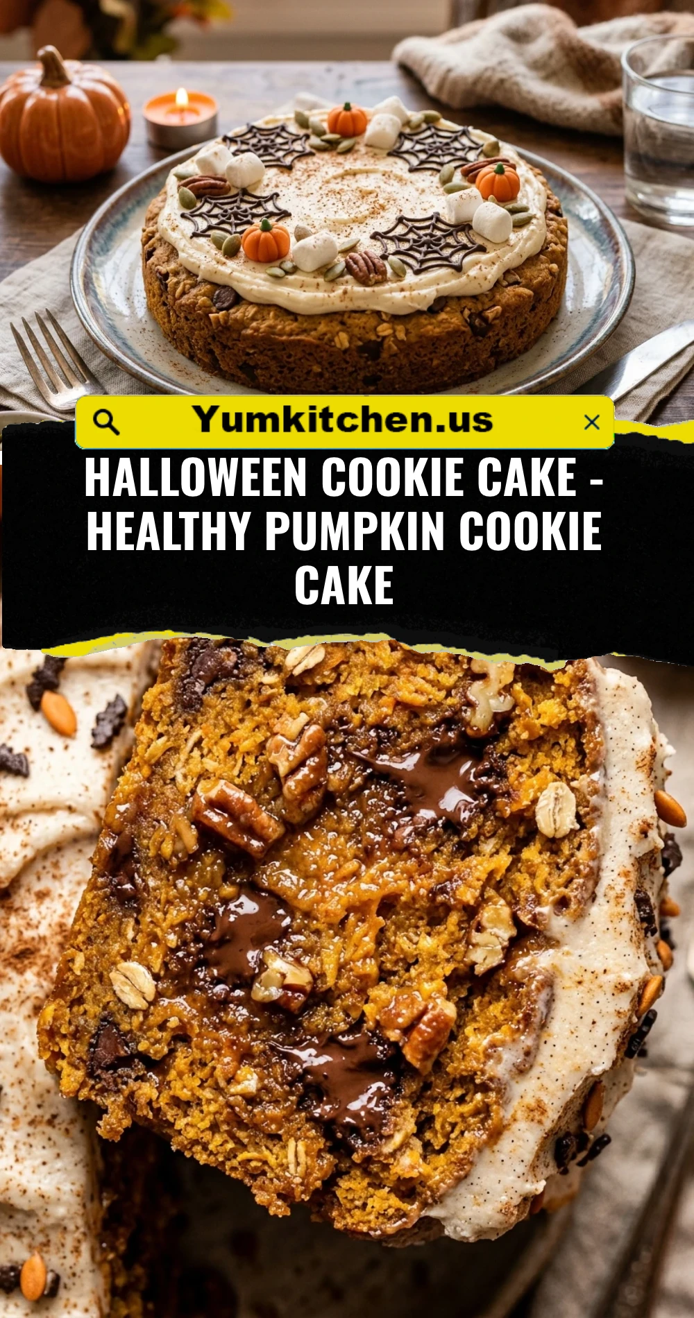 Halloween Cookie Cake - Healthy Pumpkin Cookie Cake