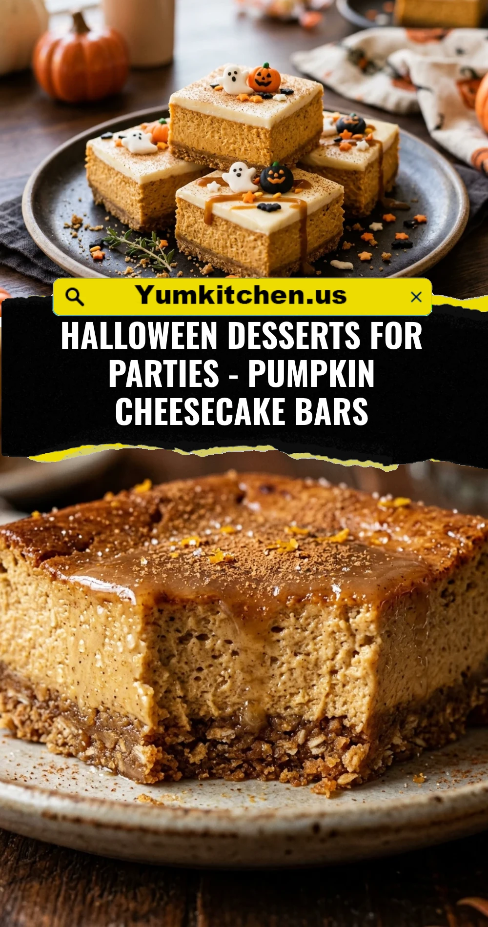Halloween Desserts For Parties - Pumpkin Cheesecake Bars