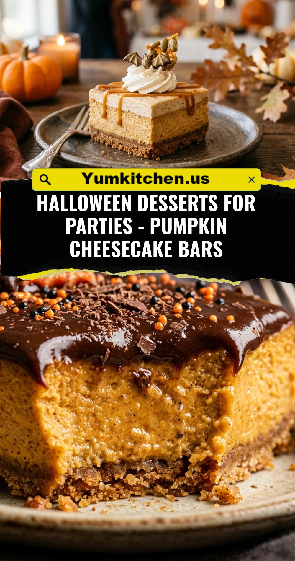 Halloween Desserts For Parties - Pumpkin Cheesecake Bars