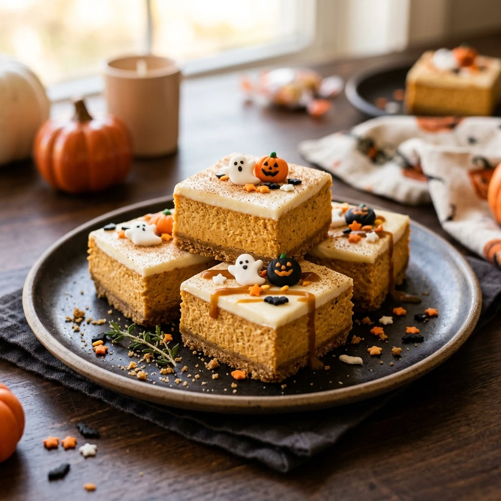 Halloween Desserts For Parties - Pumpkin Cheesecake Bars
