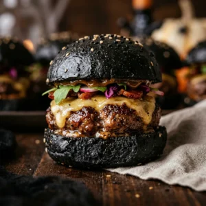 Halloween Dinner Ideas – Black Charcoal Burger Sliders