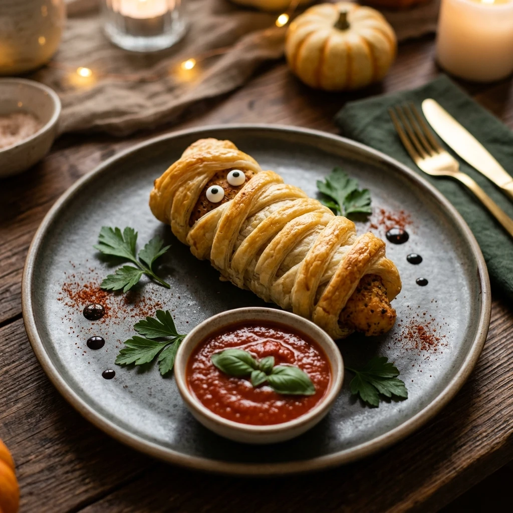 Halloween Dinner Ideas - Mummy Chicken Wraps Quick