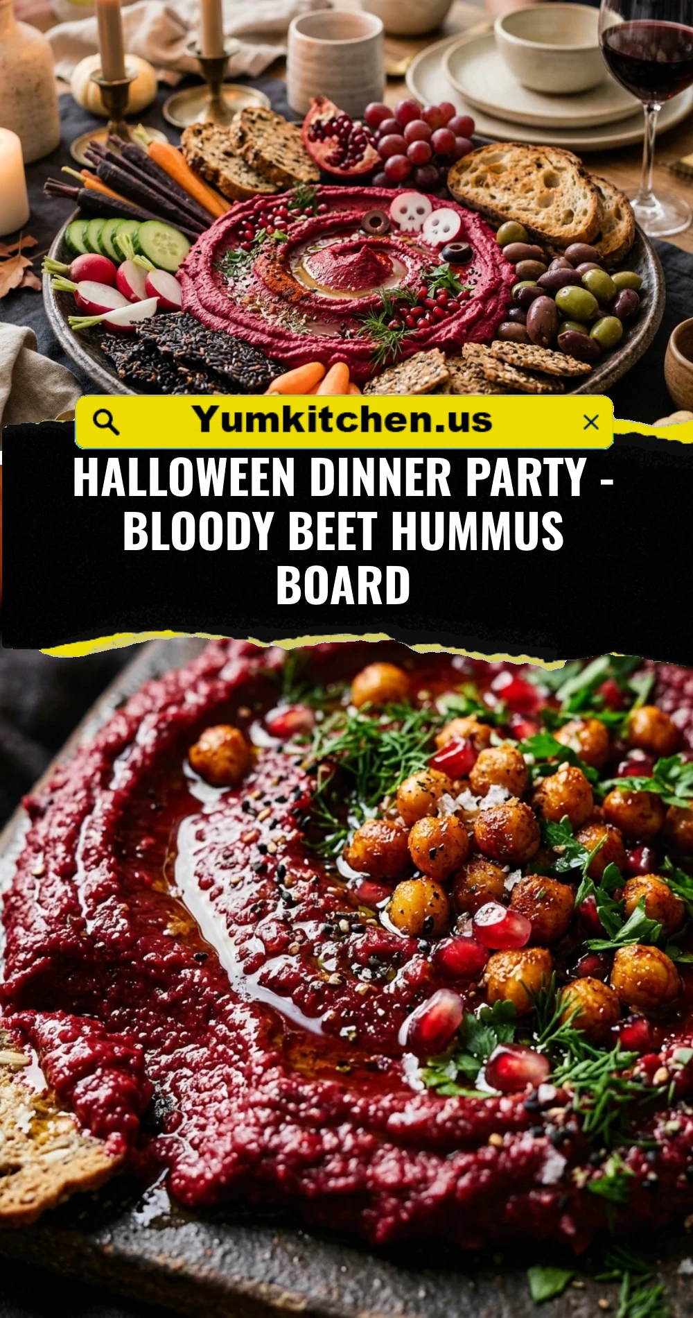 Halloween Dinner Party - Bloody Beet Hummus Board