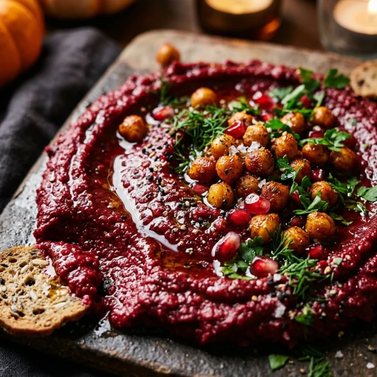 Halloween Dinner Party - Bloody Beet Hummus Board