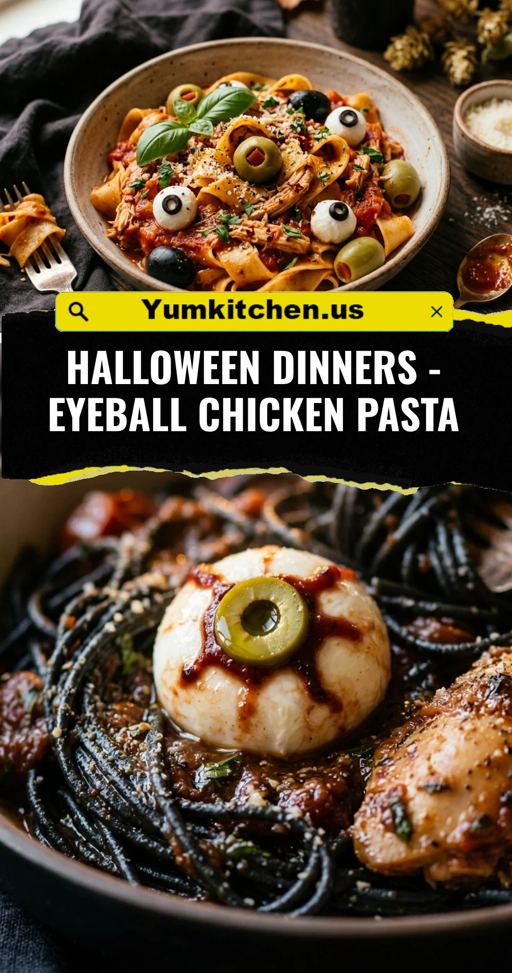 Halloween Dinners - Eyeball Chicken Pasta