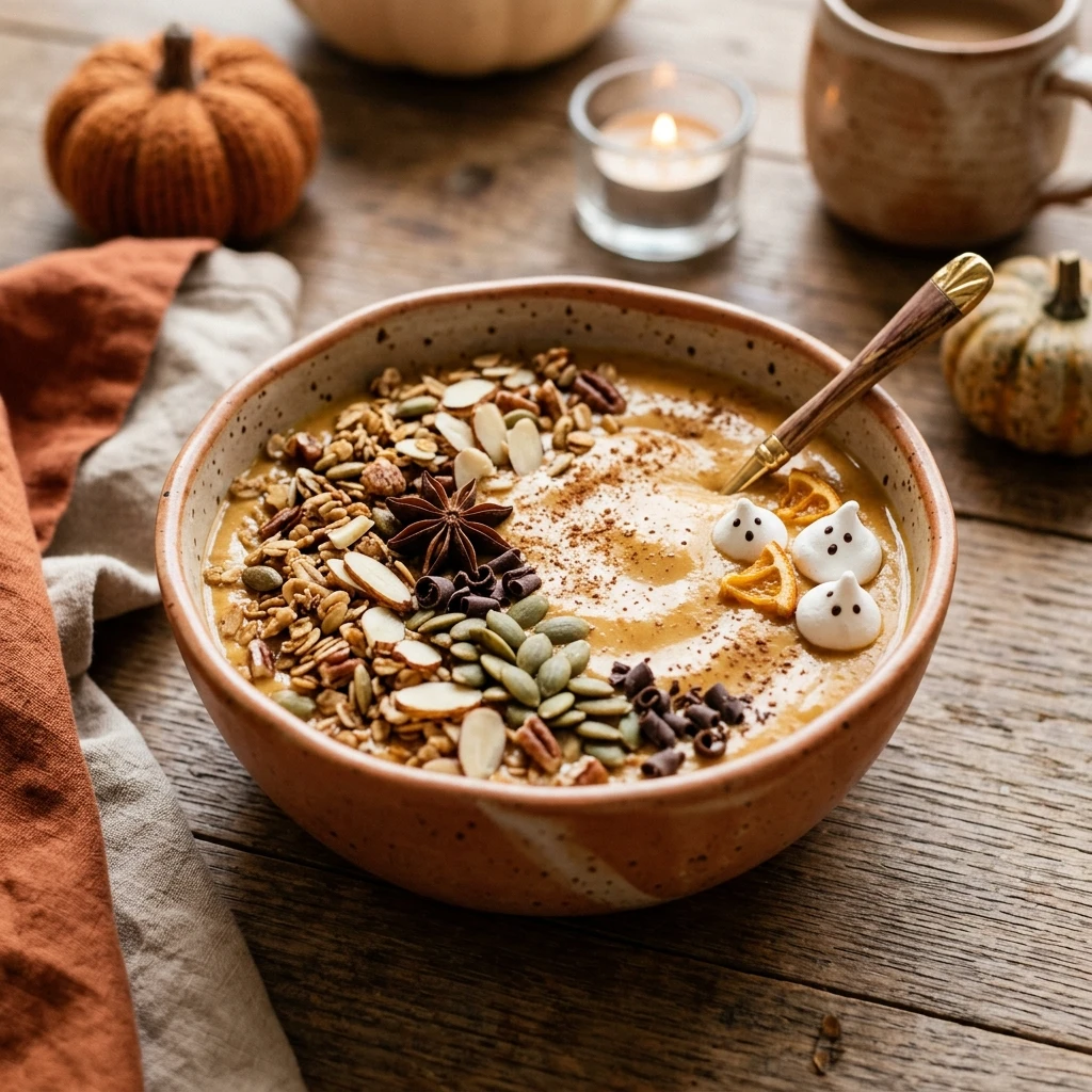 Halloween Drinks Easy - Healthy Pumpkin Spice Smoothie Bowl
