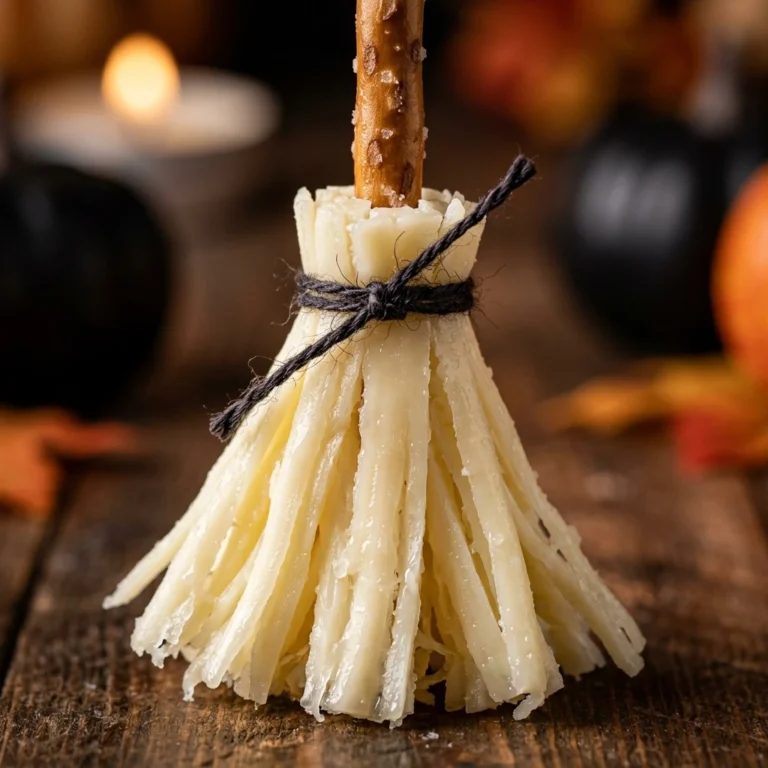 Halloween Finger Foods - Cheese Stick Broomsticks