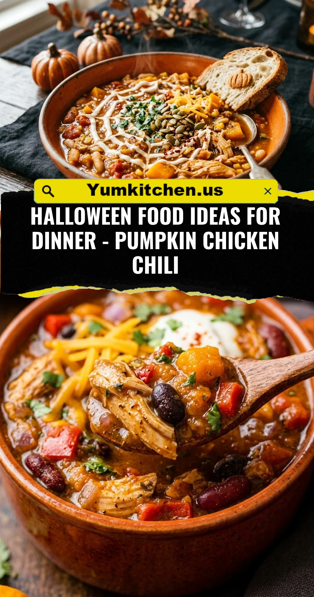 Halloween Food Ideas For Dinner - Pumpkin Chicken Chili