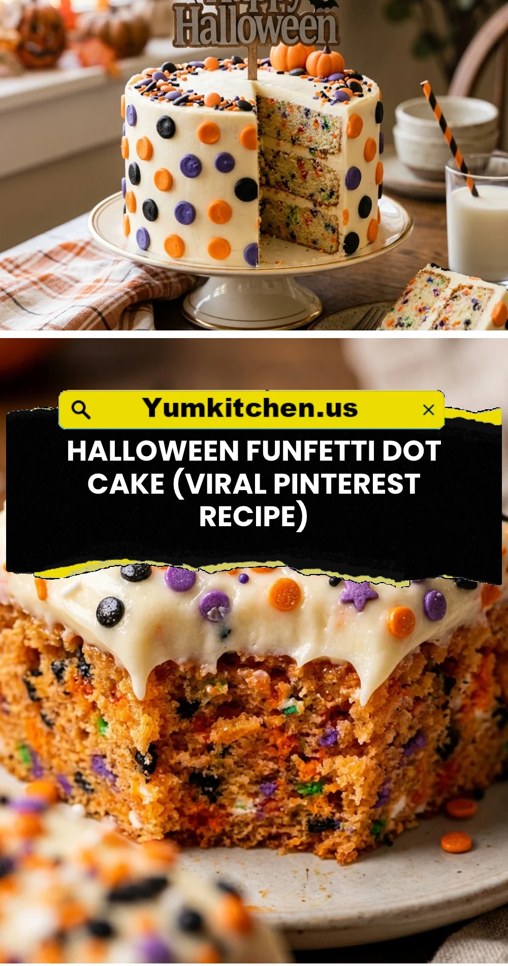Halloween Funfetti Dot Cake (Viral Pinterest Recipe)