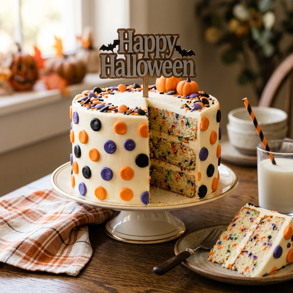 Halloween Funfetti Dot Cake (Viral Pinterest Recipe)