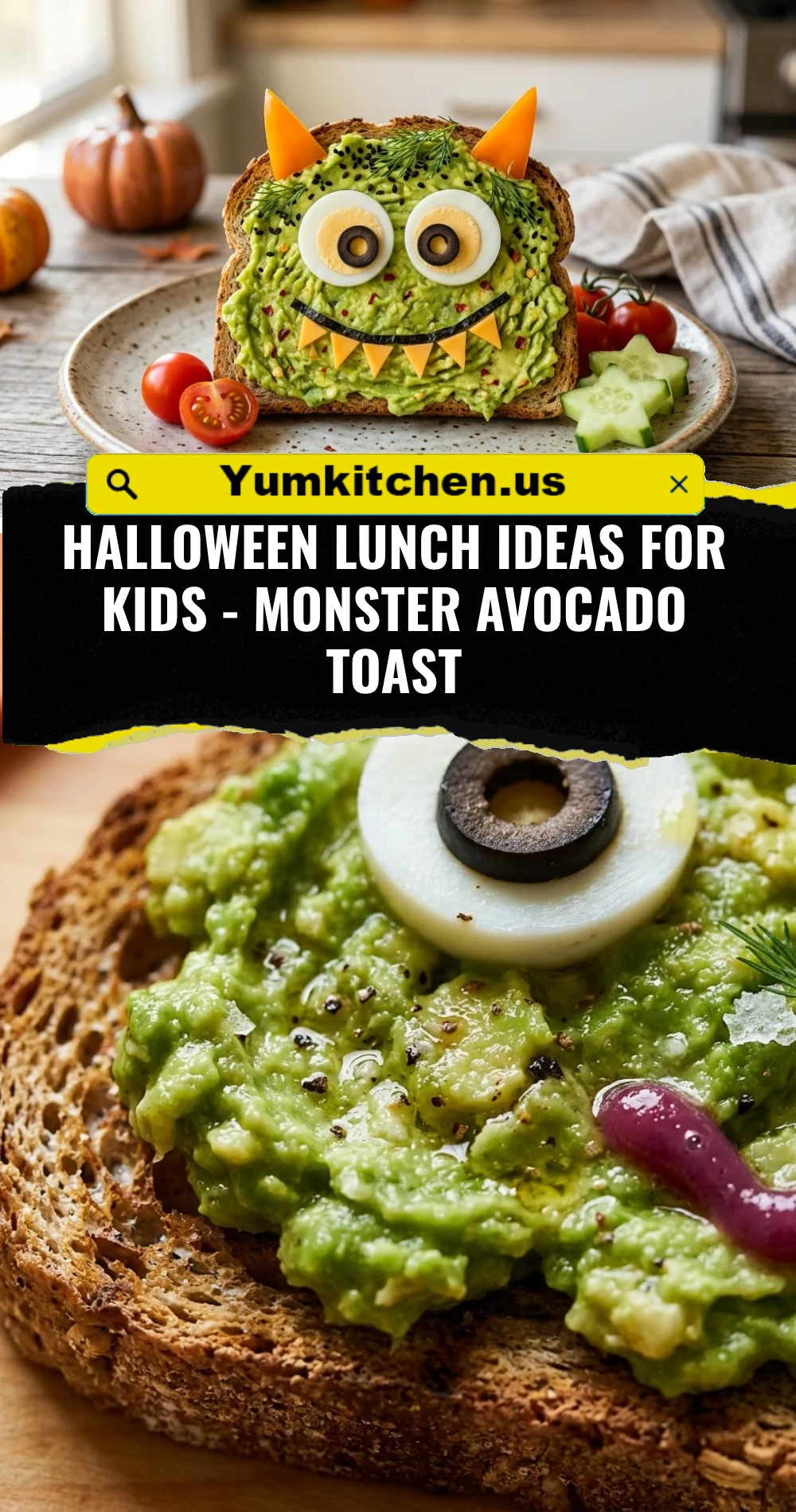 Halloween Lunch Ideas For Kids - Monster Avocado Toast