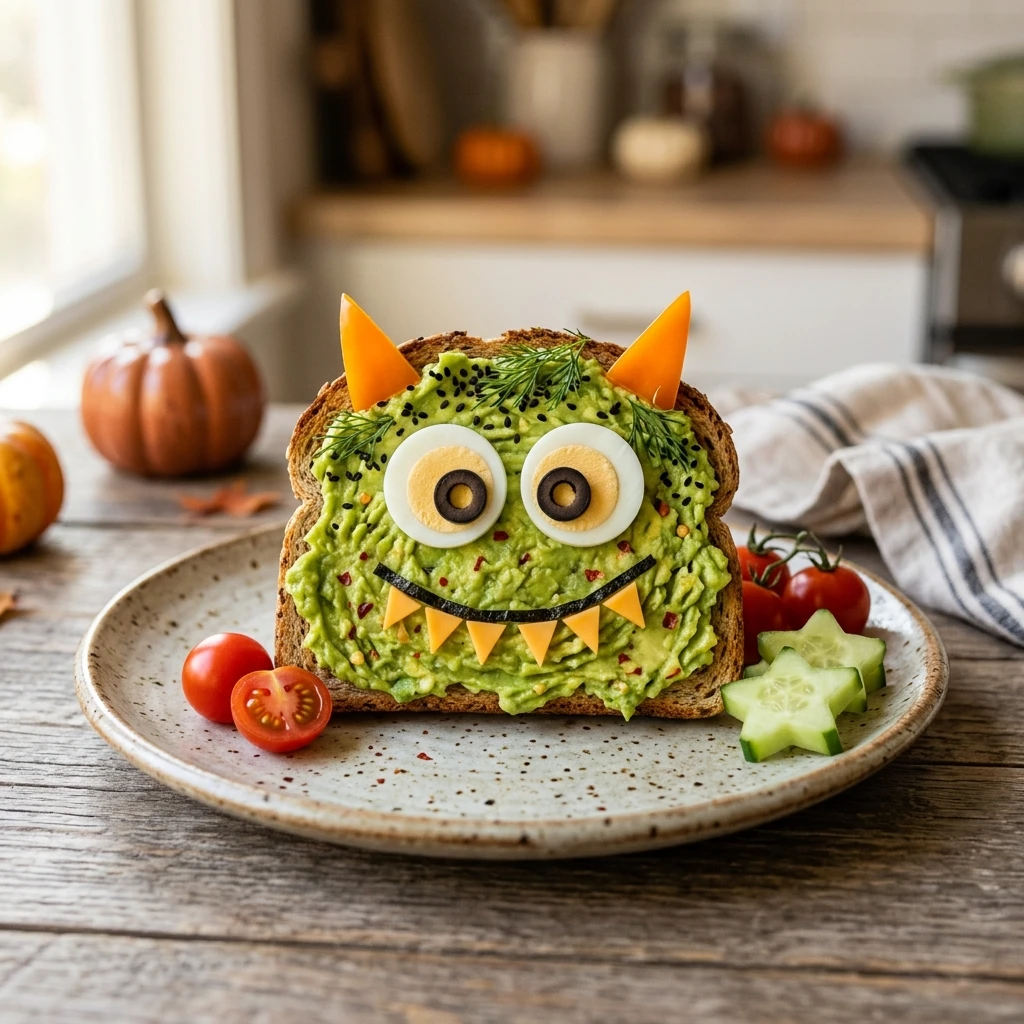 Halloween Lunch Ideas For Kids - Monster Avocado Toast