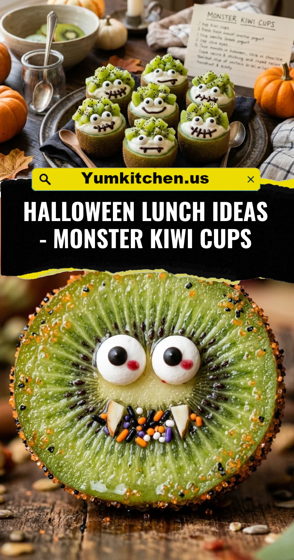 Halloween Lunch Ideas - Monster Kiwi Cups