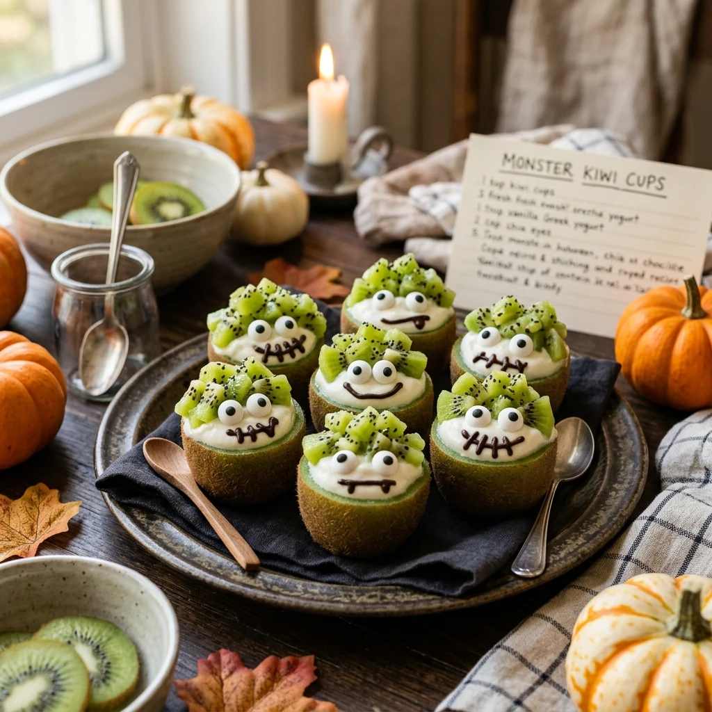 Halloween Lunch Ideas - Monster Kiwi Cups