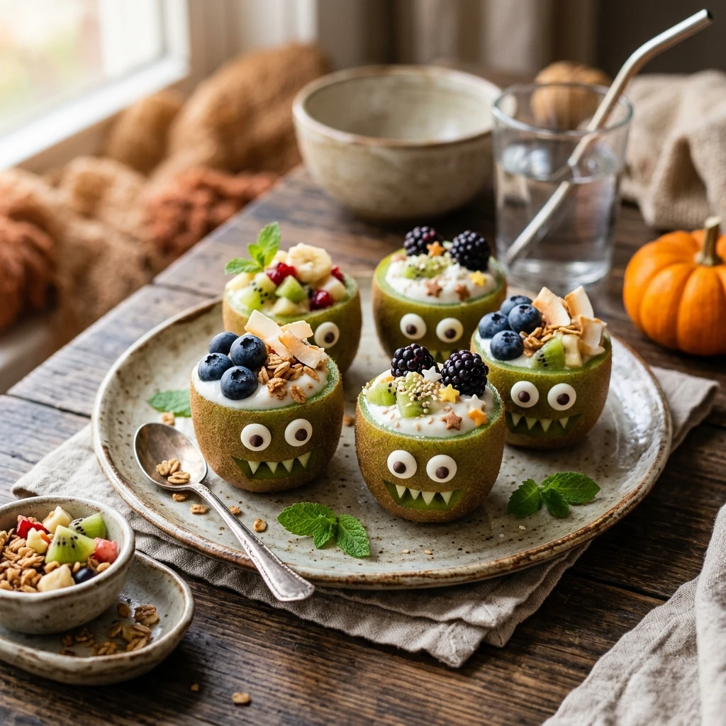Halloween Lunch Ideas - Monster Kiwi Cups