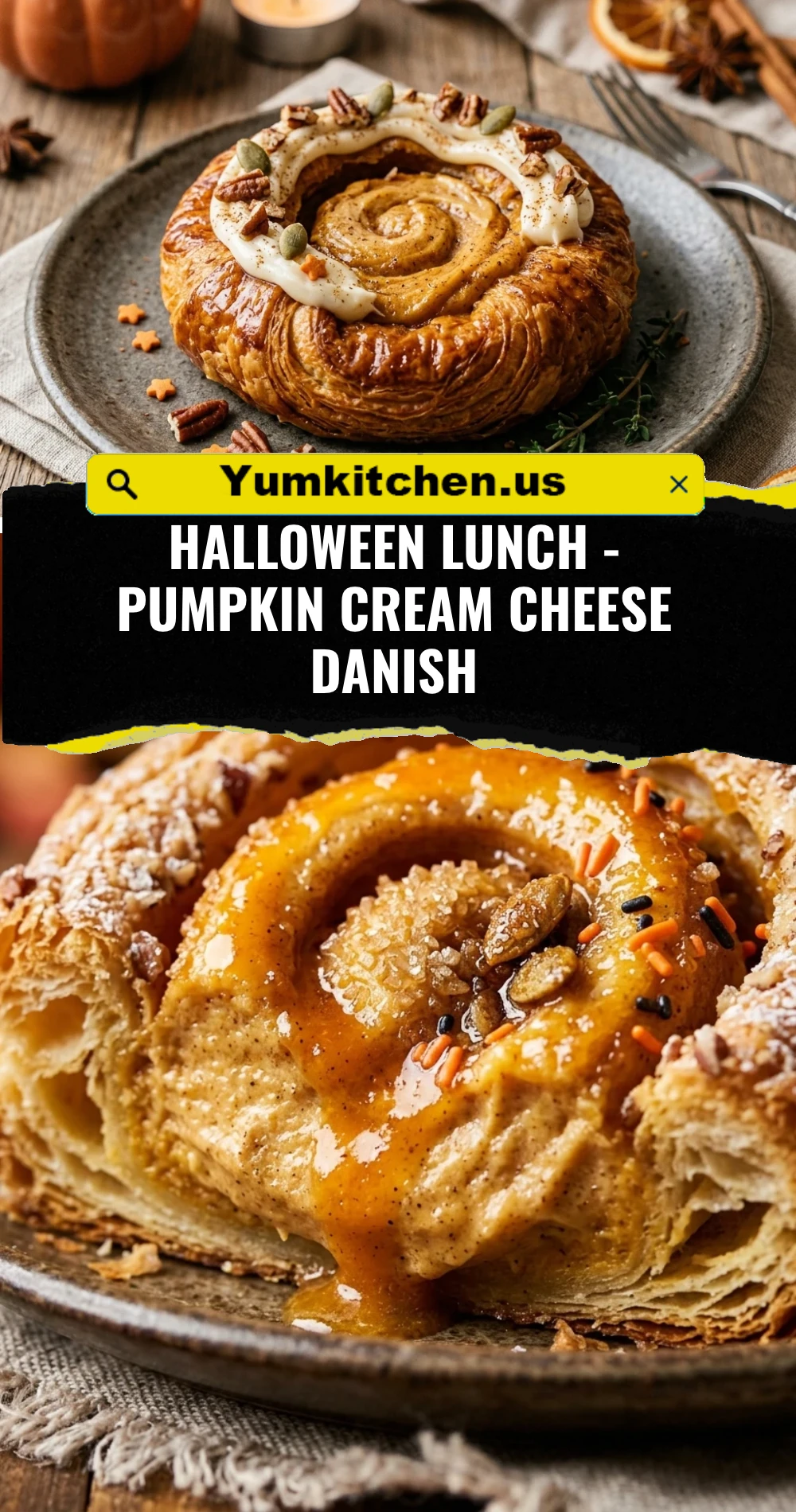 Halloween Lunch - Pumpkin Cream Cheese Danish