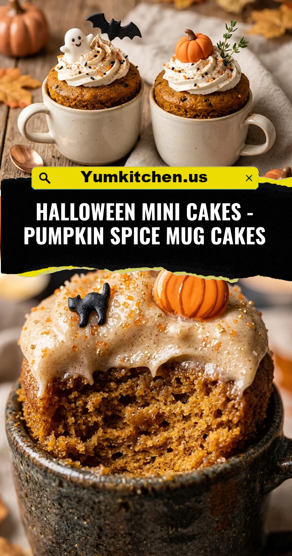 Halloween Mini Cakes - Pumpkin Spice Mug Cakes