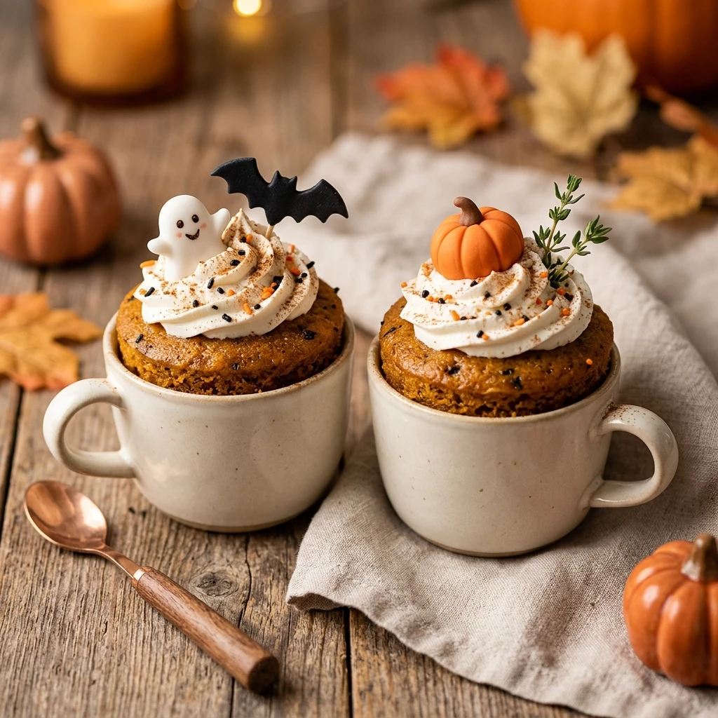 Halloween Mini Cakes - Pumpkin Spice Mug Cakes