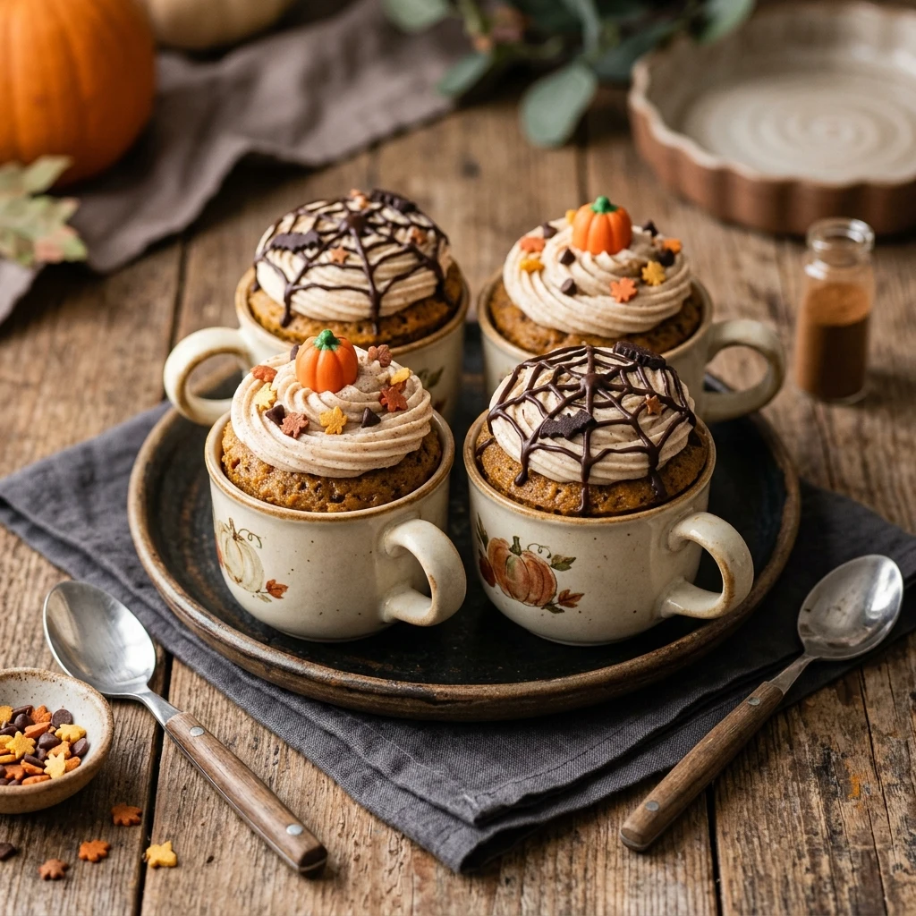 Halloween Mini Cakes - Pumpkin Spice Mug Cakes