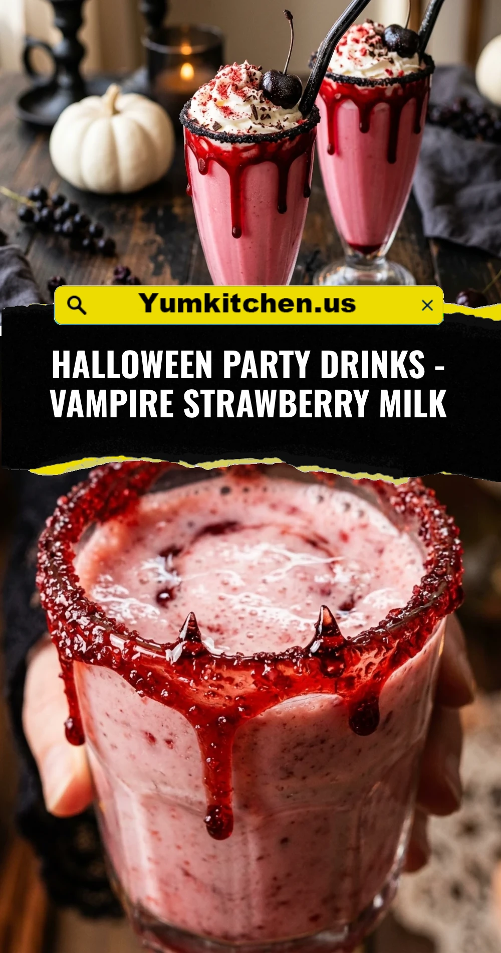 Halloween Party Drinks - Vampire Strawberry Milk