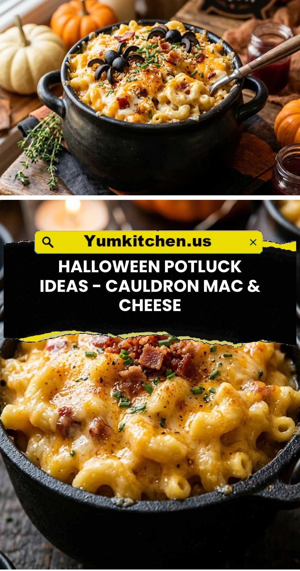 Halloween Potluck Ideas - Cauldron Mac & Cheese