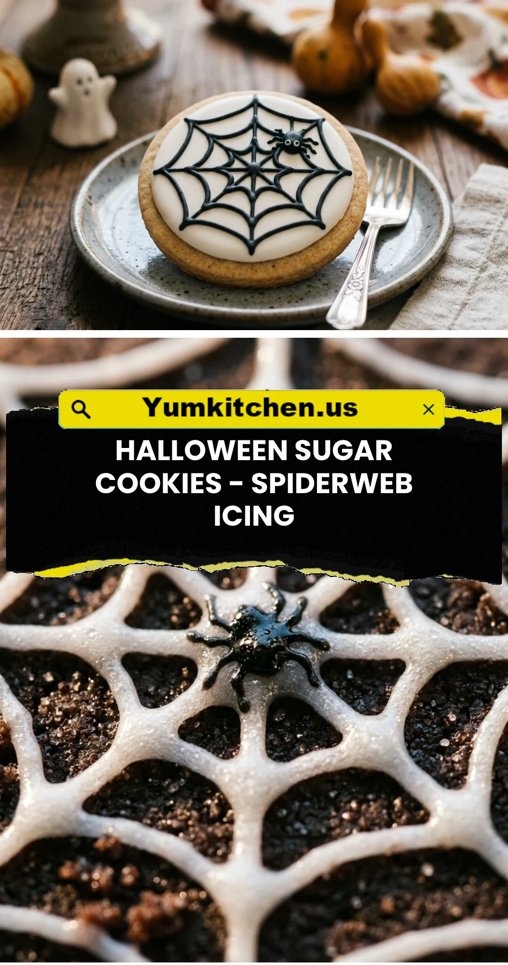 Halloween Sugar Cookies - Spiderweb Icing