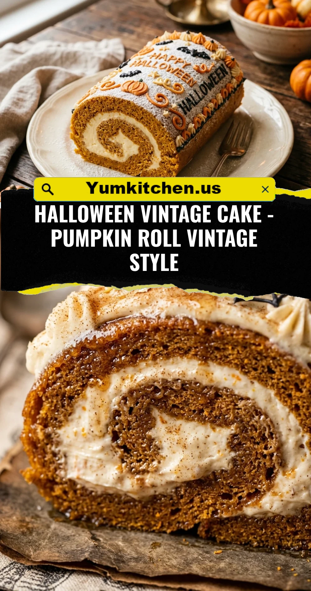 Halloween Vintage Cake - Pumpkin Roll Vintage Style