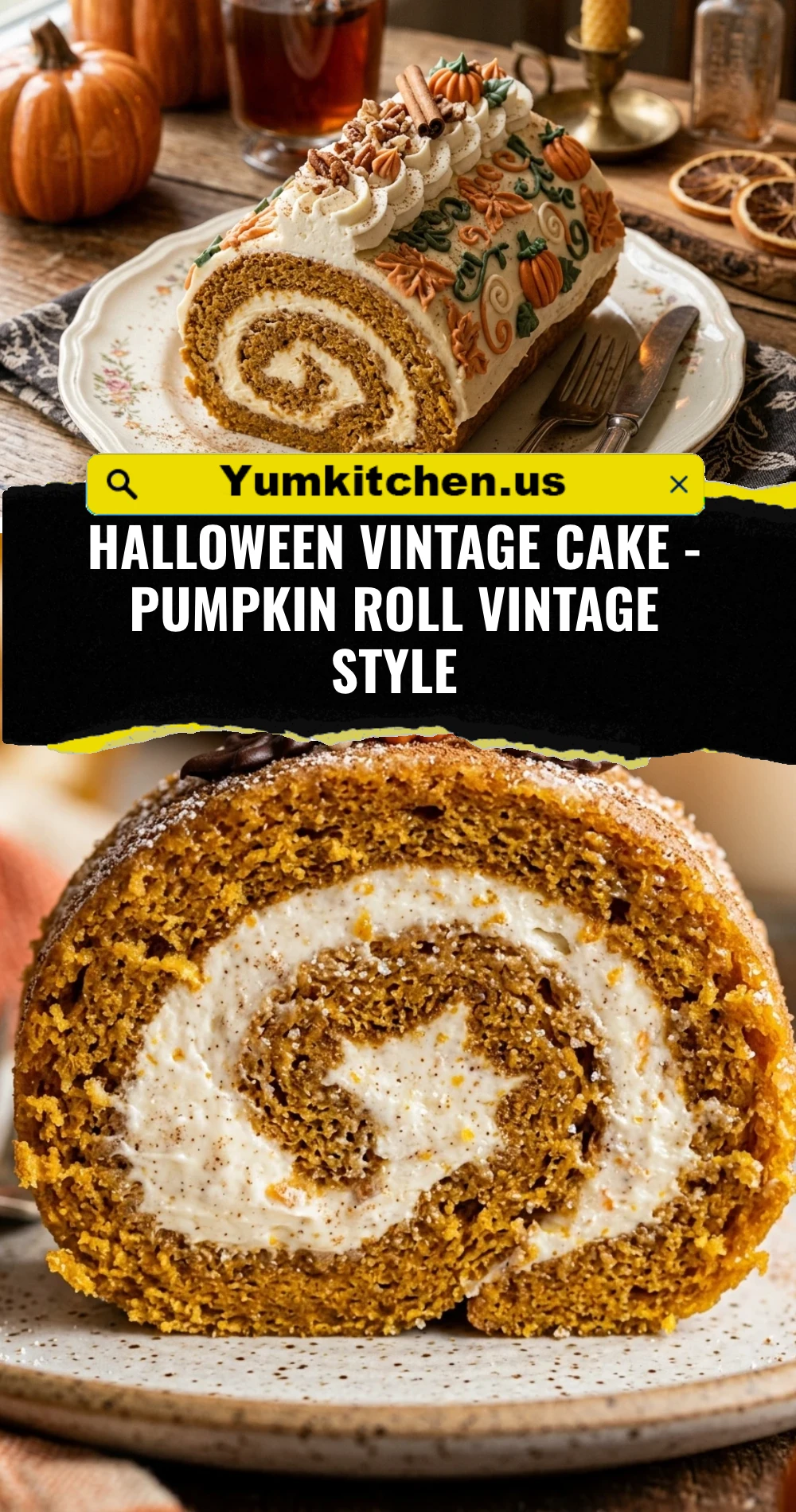 Halloween Vintage Cake - Pumpkin Roll Vintage Style