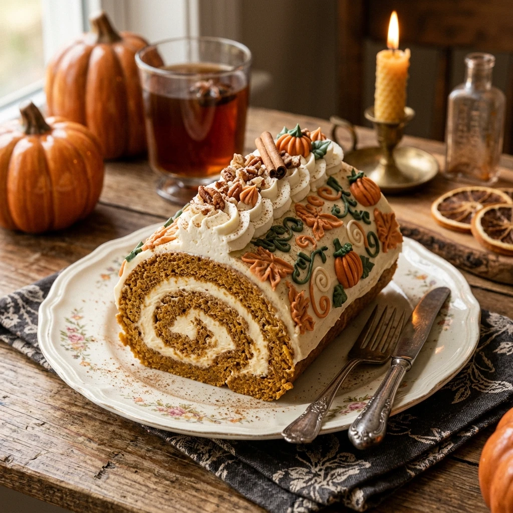 Halloween Vintage Cake - Pumpkin Roll Vintage Style