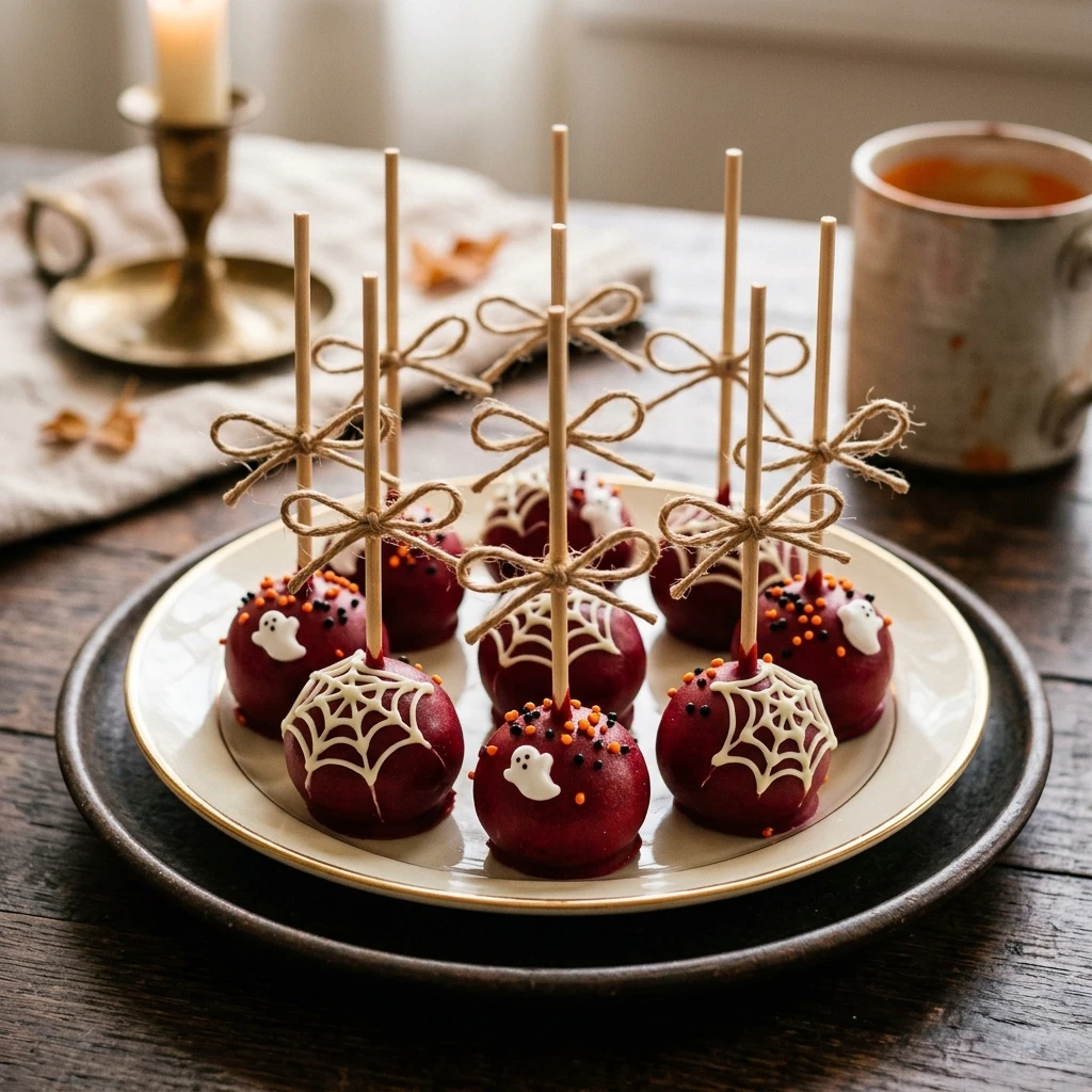 Healthy Beet Red Velvet Cake Pops - Halloween Cake Pops