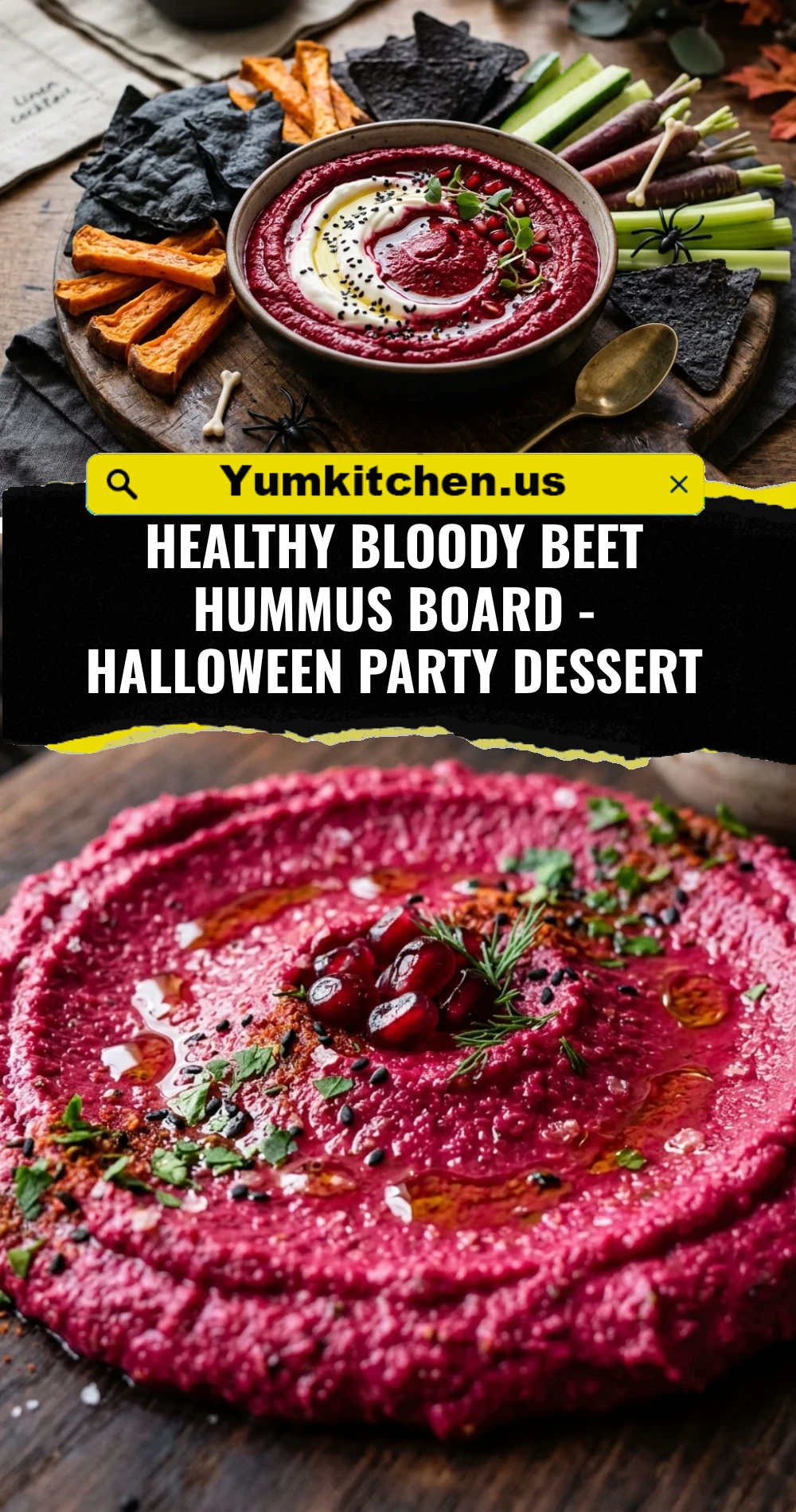 Healthy Bloody Beet Hummus Board - Halloween Party Dessert