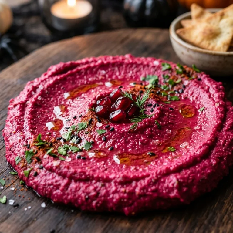 Healthy Bloody Beet Hummus Board - Halloween Party Dessert