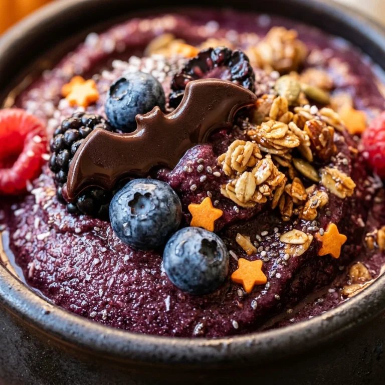 Healthy Cauldron Acai Bowl - Halloween Breakfast