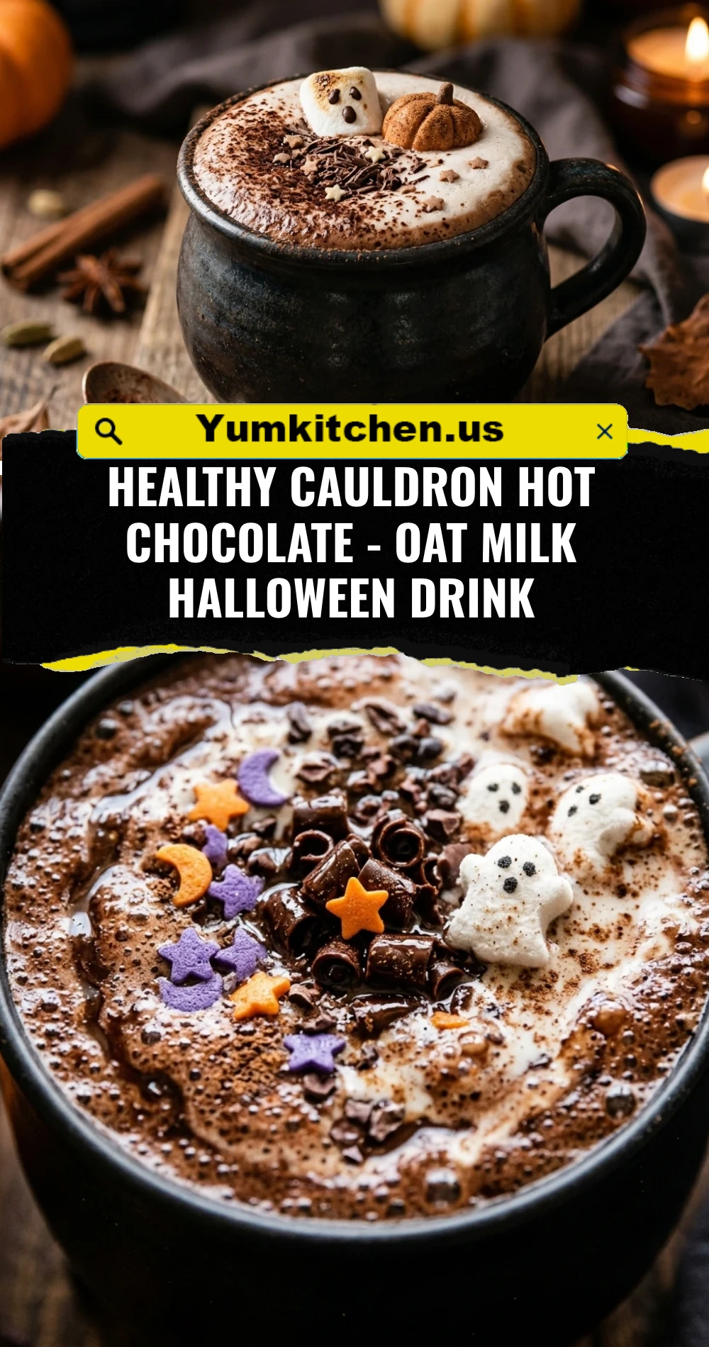 Healthy Cauldron Hot Chocolate - Oat Milk Halloween Drink
