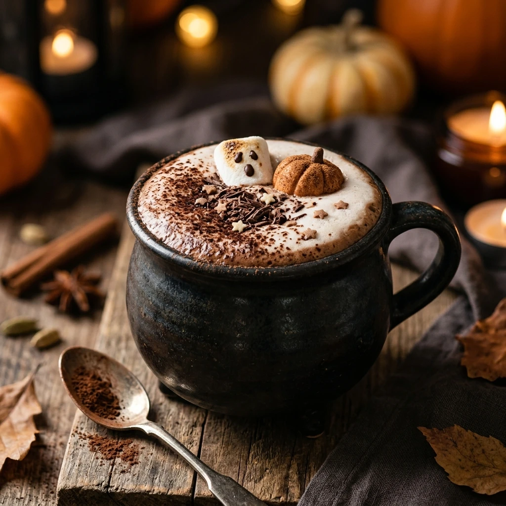 Healthy Cauldron Hot Chocolate - Oat Milk Halloween Drink