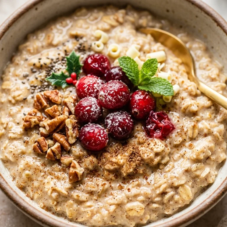 Healthy Eggnog Overnight Oats - Christmas Brunch