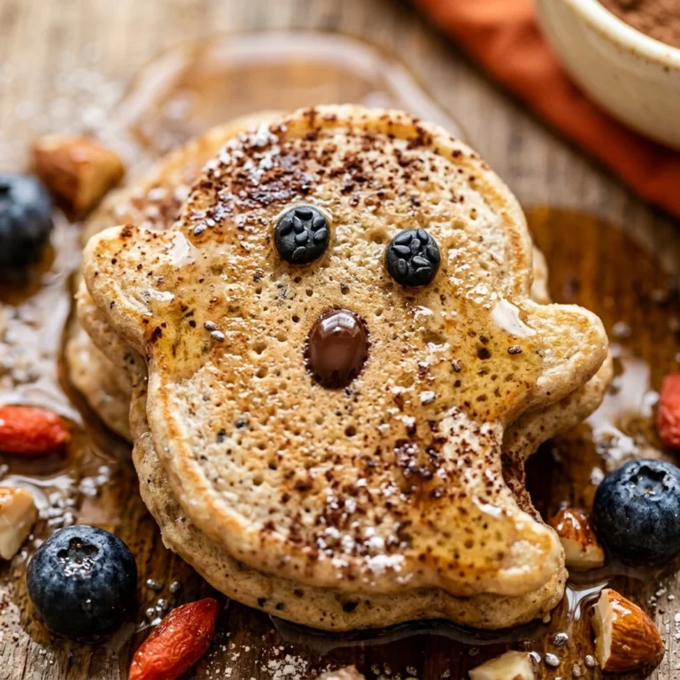 Healthy Ghost Protein Pancakes - Halloween Breakfast Ideas For Kids