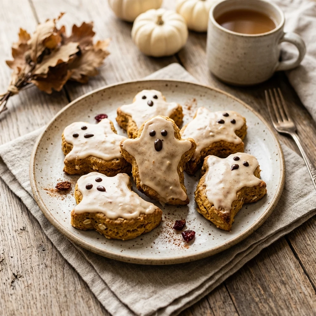 Healthy Ghost Scones - Halloween Baked Goods