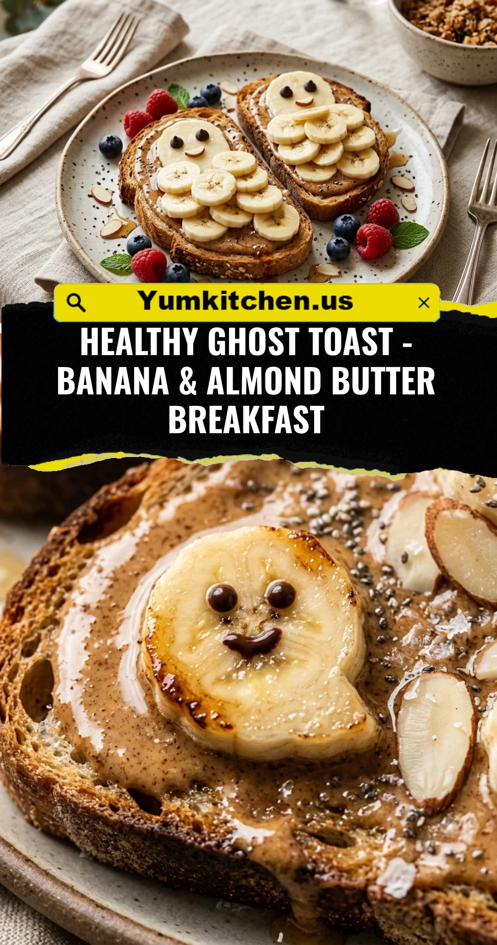Healthy Ghost Toast - Banana & Almond Butter Breakfast