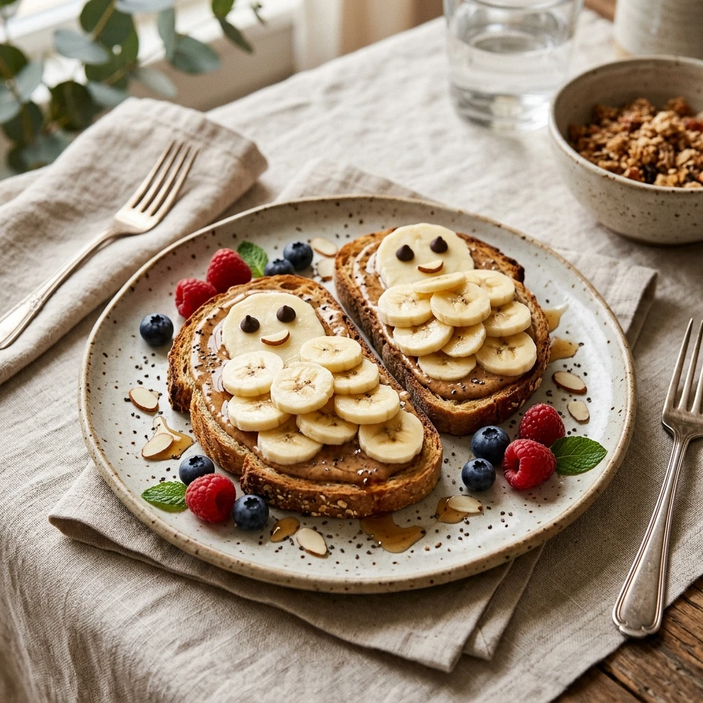 Healthy Ghost Toast - Banana & Almond Butter Breakfast