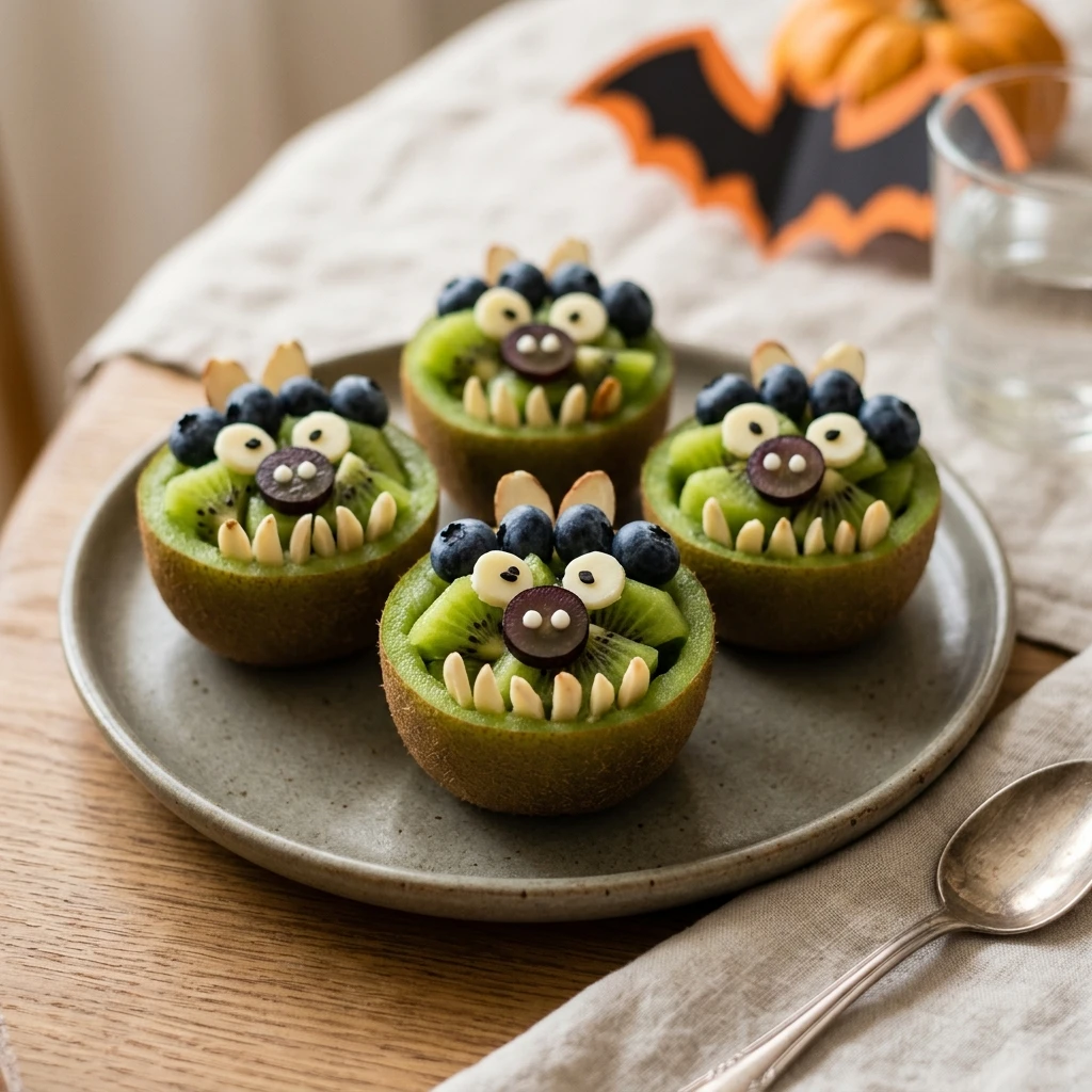 Healthy Monster Kiwi Cups - Halloween Lunch Ideas For Kids