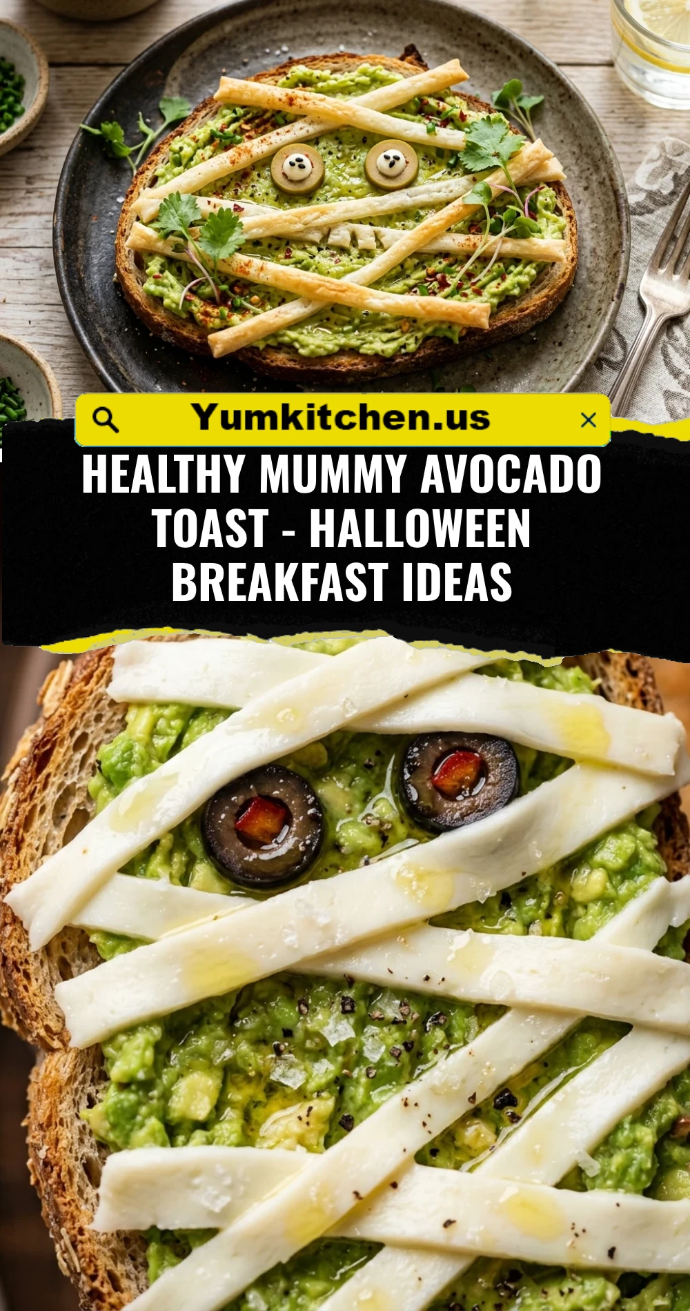 Healthy Mummy Avocado Toast - Halloween Breakfast Ideas