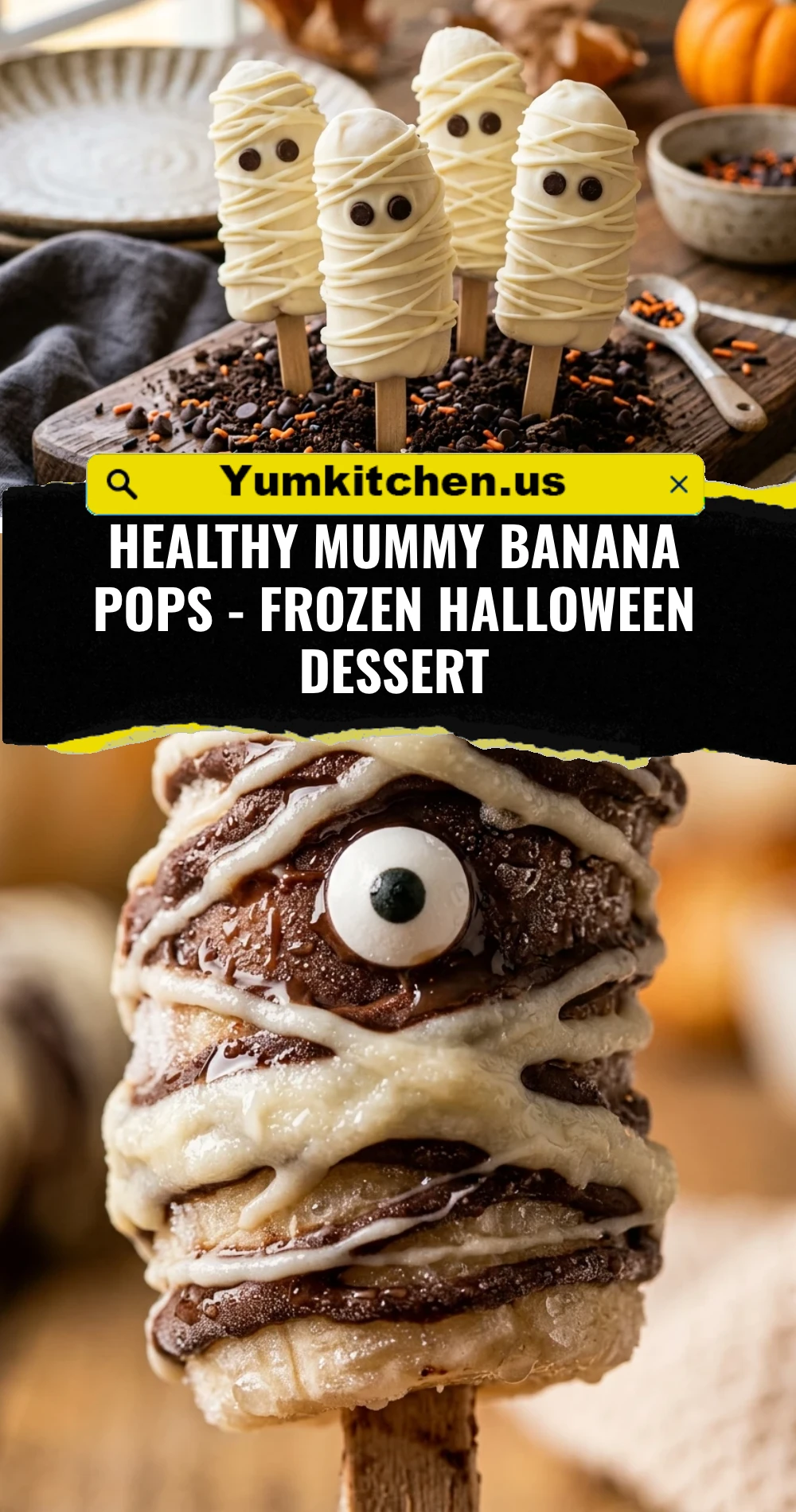 Healthy Mummy Banana Pops - Frozen Halloween Dessert