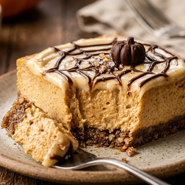 Healthy Pumpkin Cheesecake Bars - Low Sugar Halloween Cake
