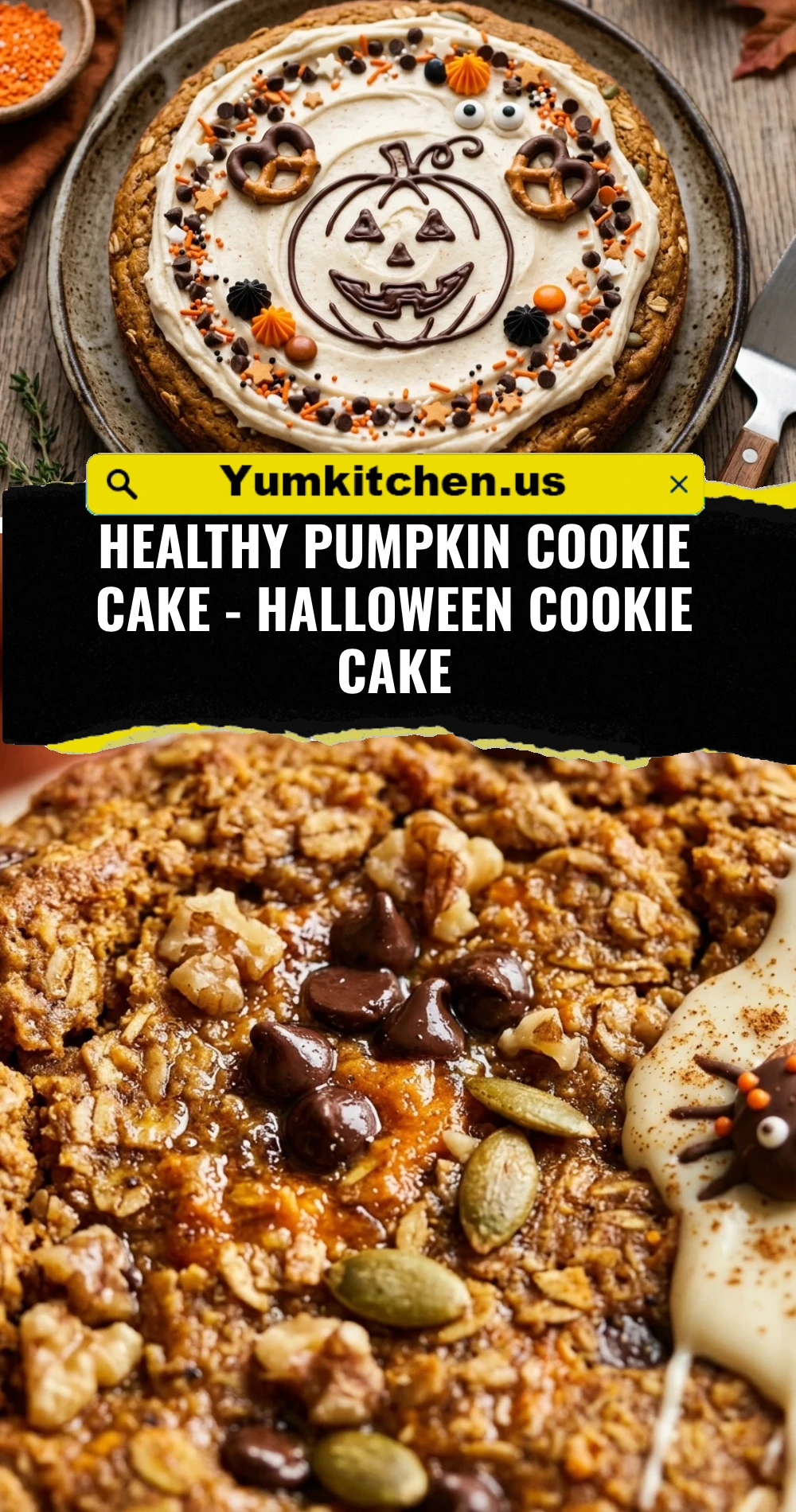 Healthy Pumpkin Cookie Cake - Halloween Cookie Cake