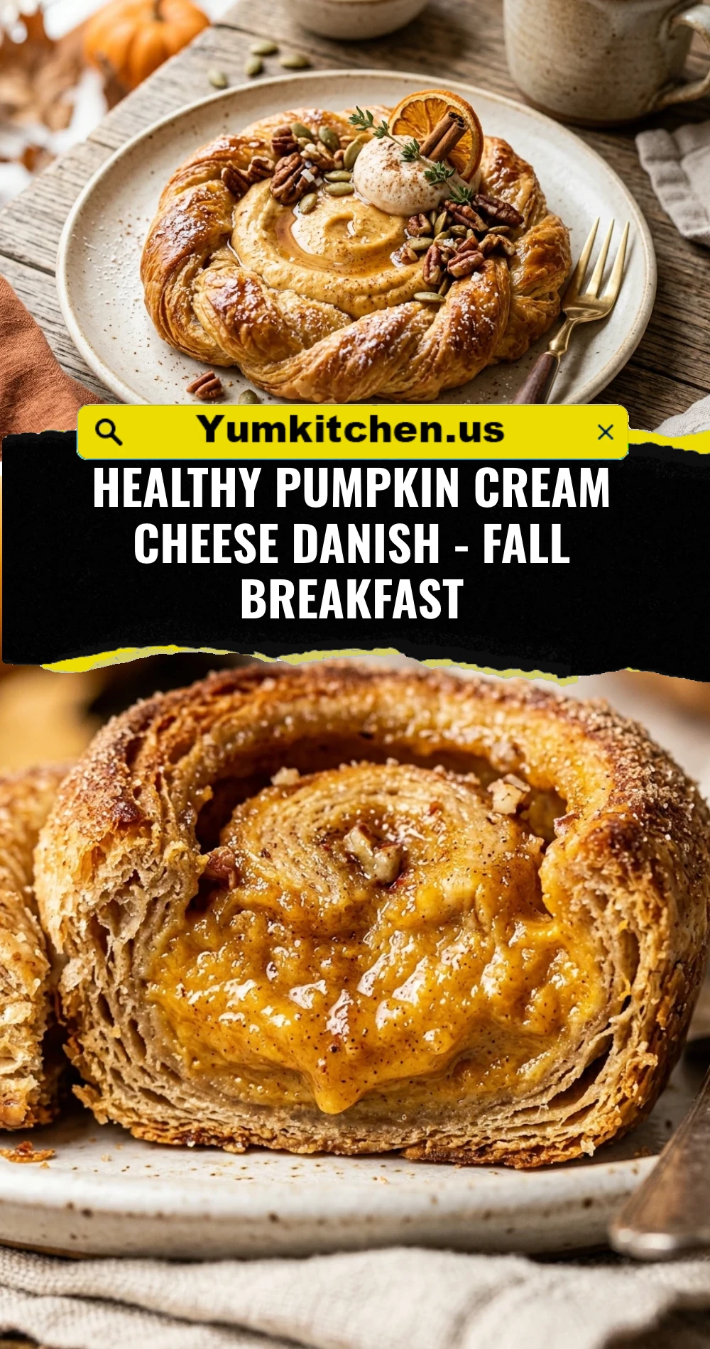 Healthy Pumpkin Cream Cheese Danish - Fall Breakfast